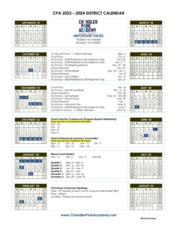 District Calendars Chandler Park Academy District